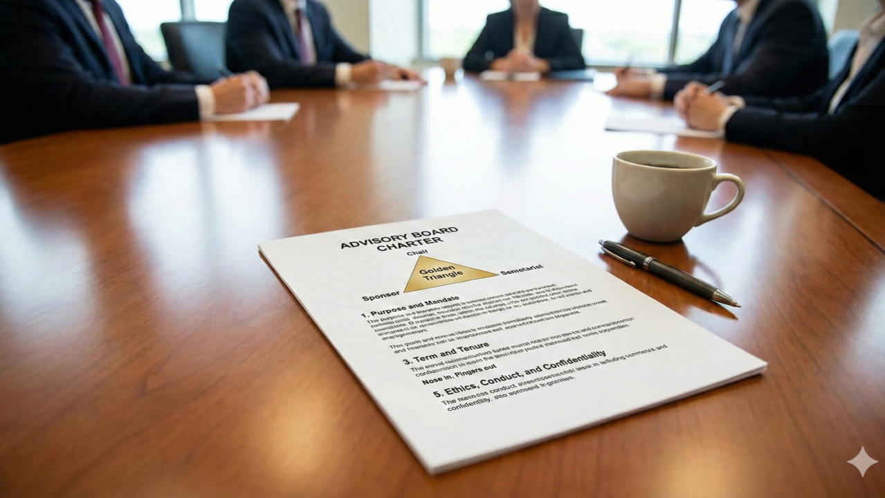 Advisory Board Charter template setting mandate, scope, and exclusions